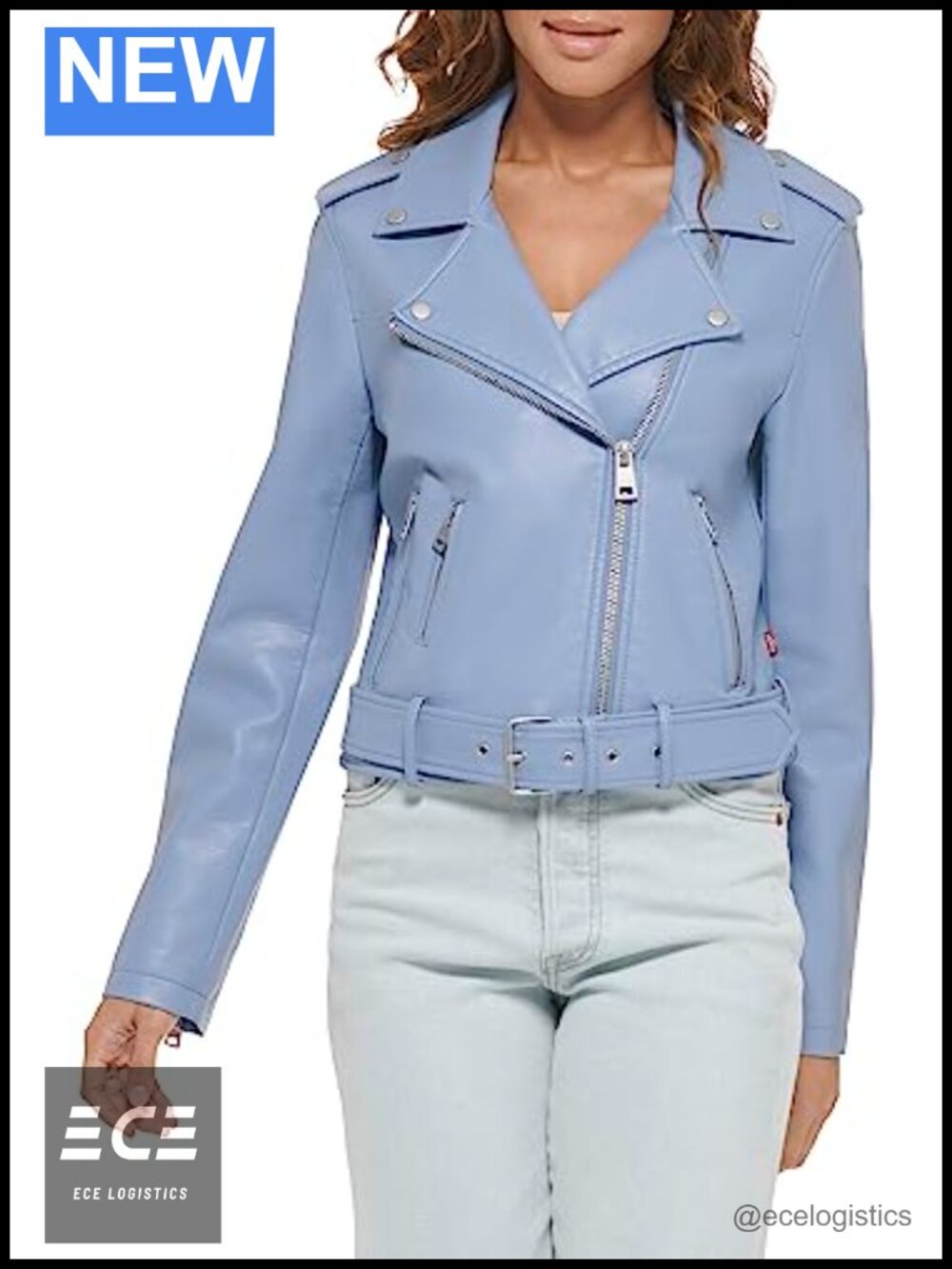 Levi's Belted Faux Leather Moto Jacket Coat Asymmetrical Zip Snap Lapels